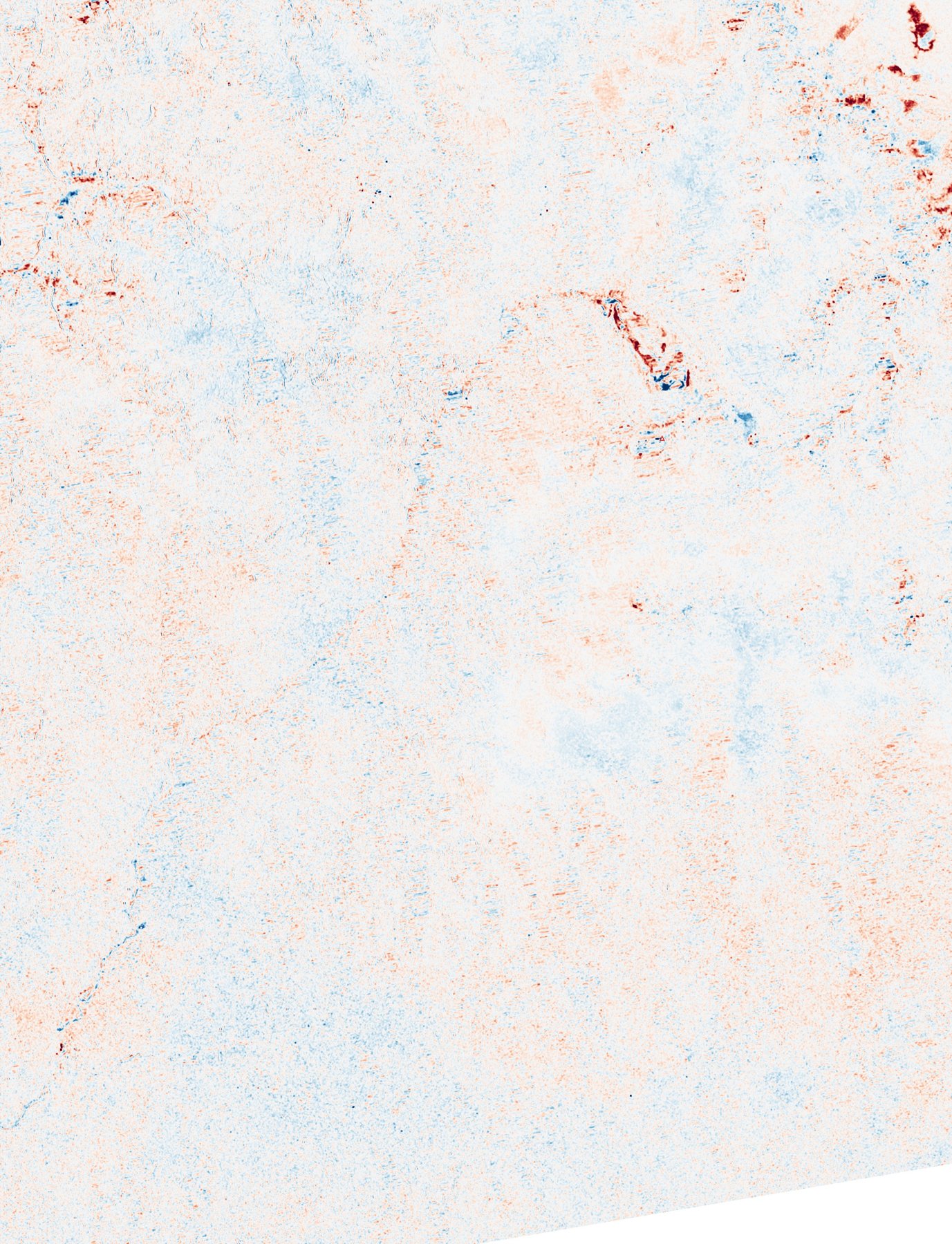 Sentinel-1 path 85 升轨 VV 幅度对数比,08-16→08-28,色标 RdBu_r,±8 dB:红为增亮、蓝为变暗;红色三角形为朗塘里让峰。范围为完整 AOI(85.09–85.71°E, 27.79–28.51°N),20 m/px。