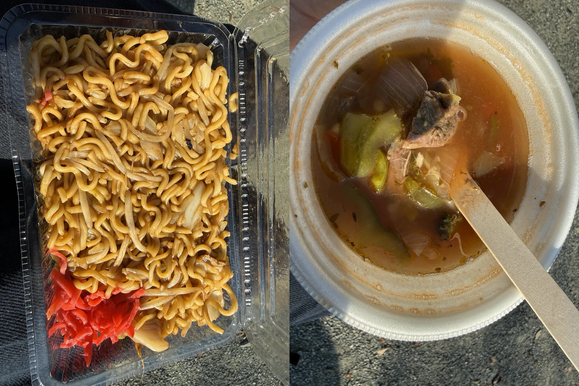 焼きそば　と　鹿肉スープ